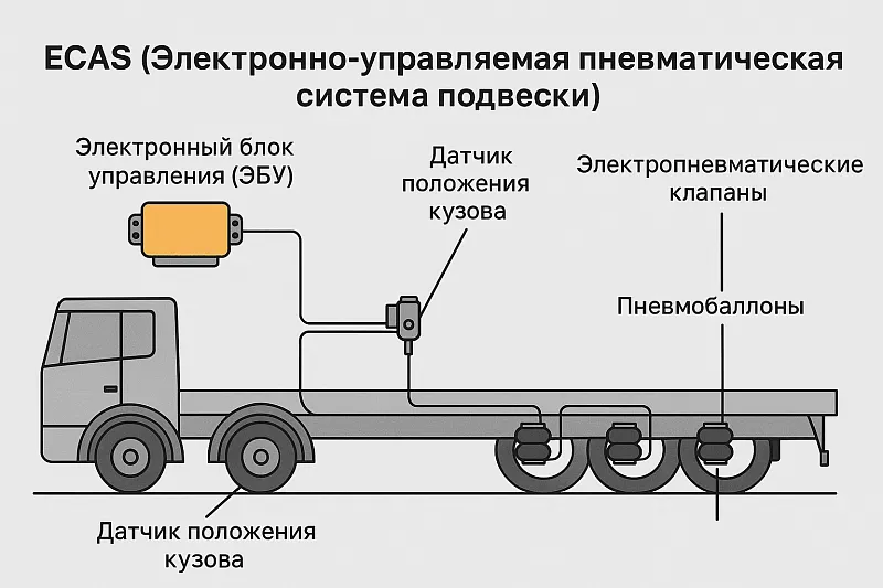 ECAS (Электронно-управляемая пневматическая система подвески): что такое, принцип действия